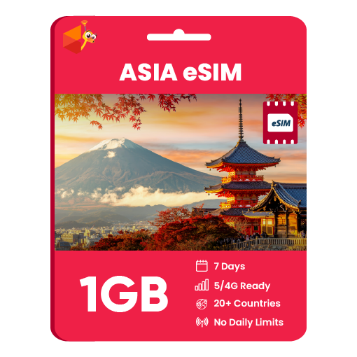 Asia eSIM: 1GB - 7 Days