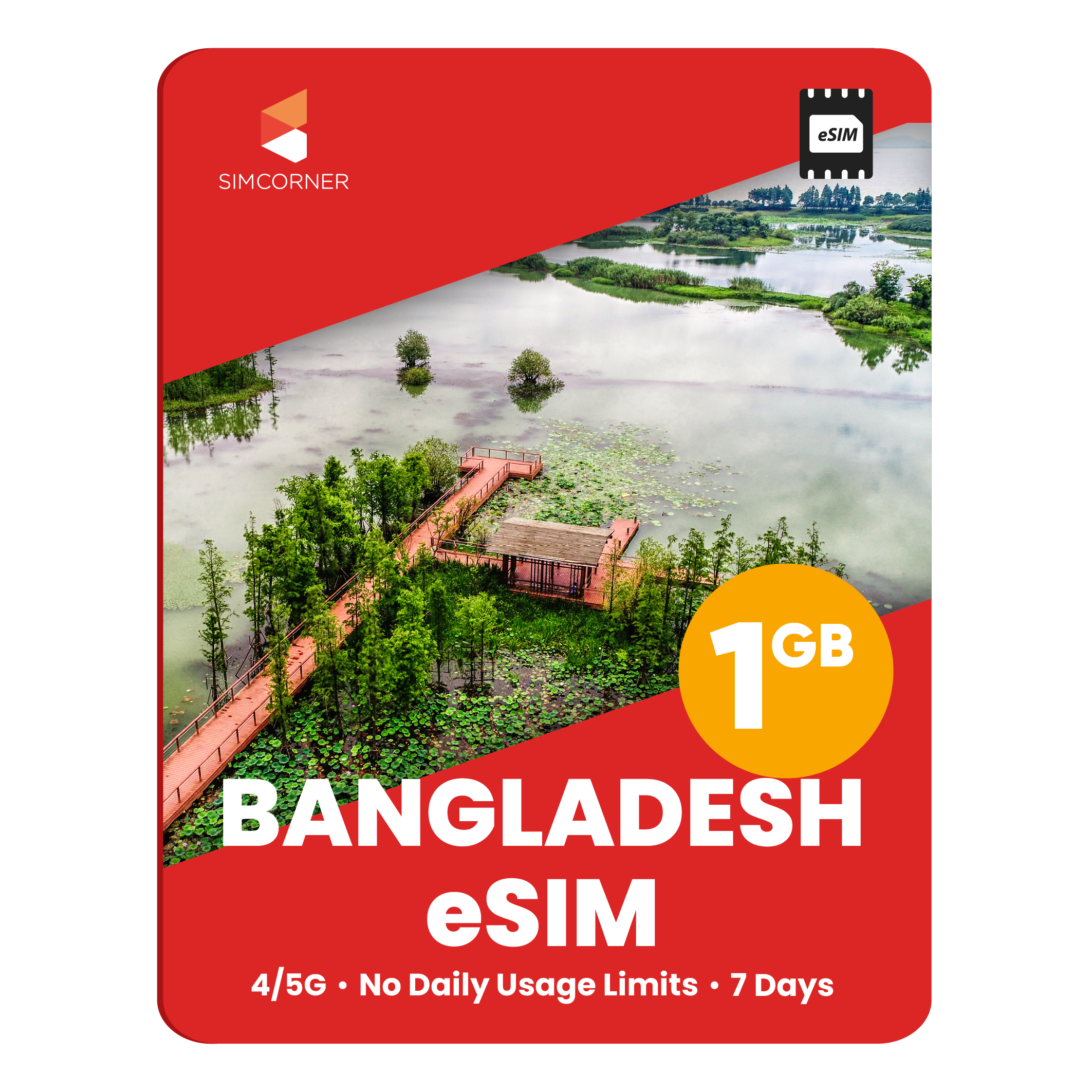 Bangladesh eSIM: 1GB - 7 Days -SimCorner