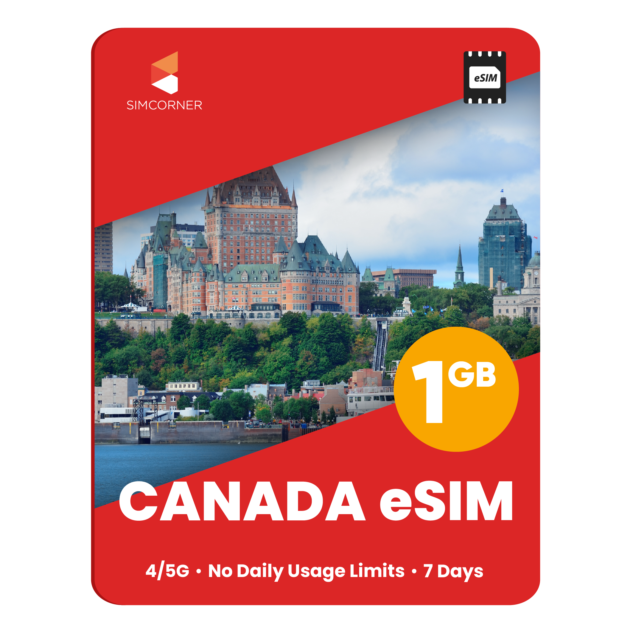 Canada eSIM: 1GB - 7 Days -SimCorner