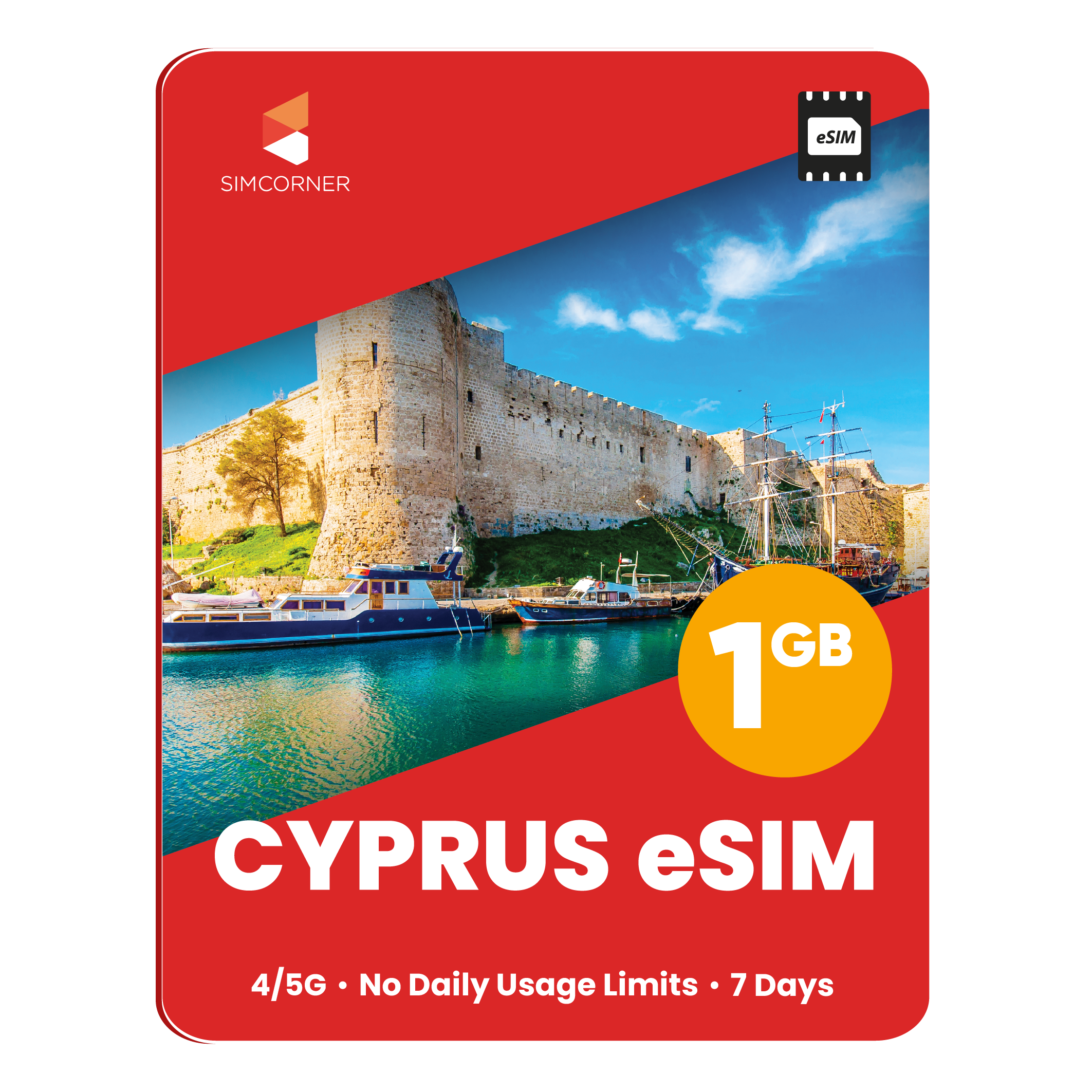 Cyprus eSIM: 1GB - 7 Days - SimCorner