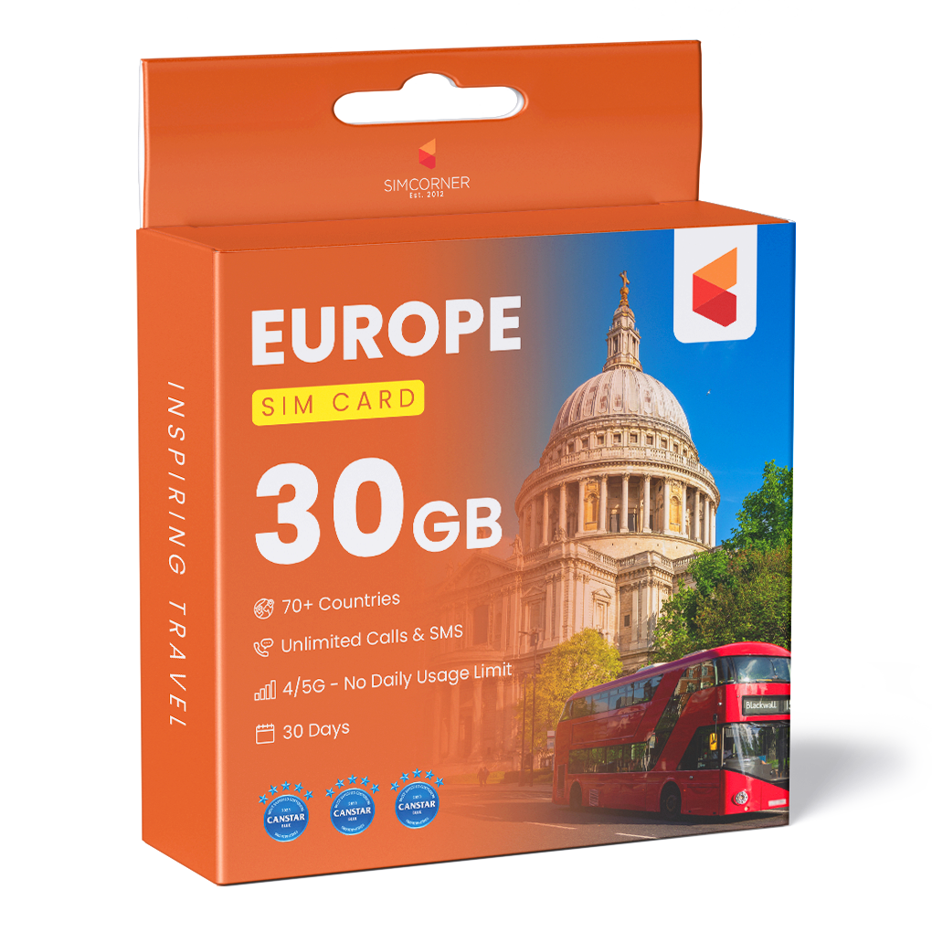 Europe & UK Sim Card (12GB)