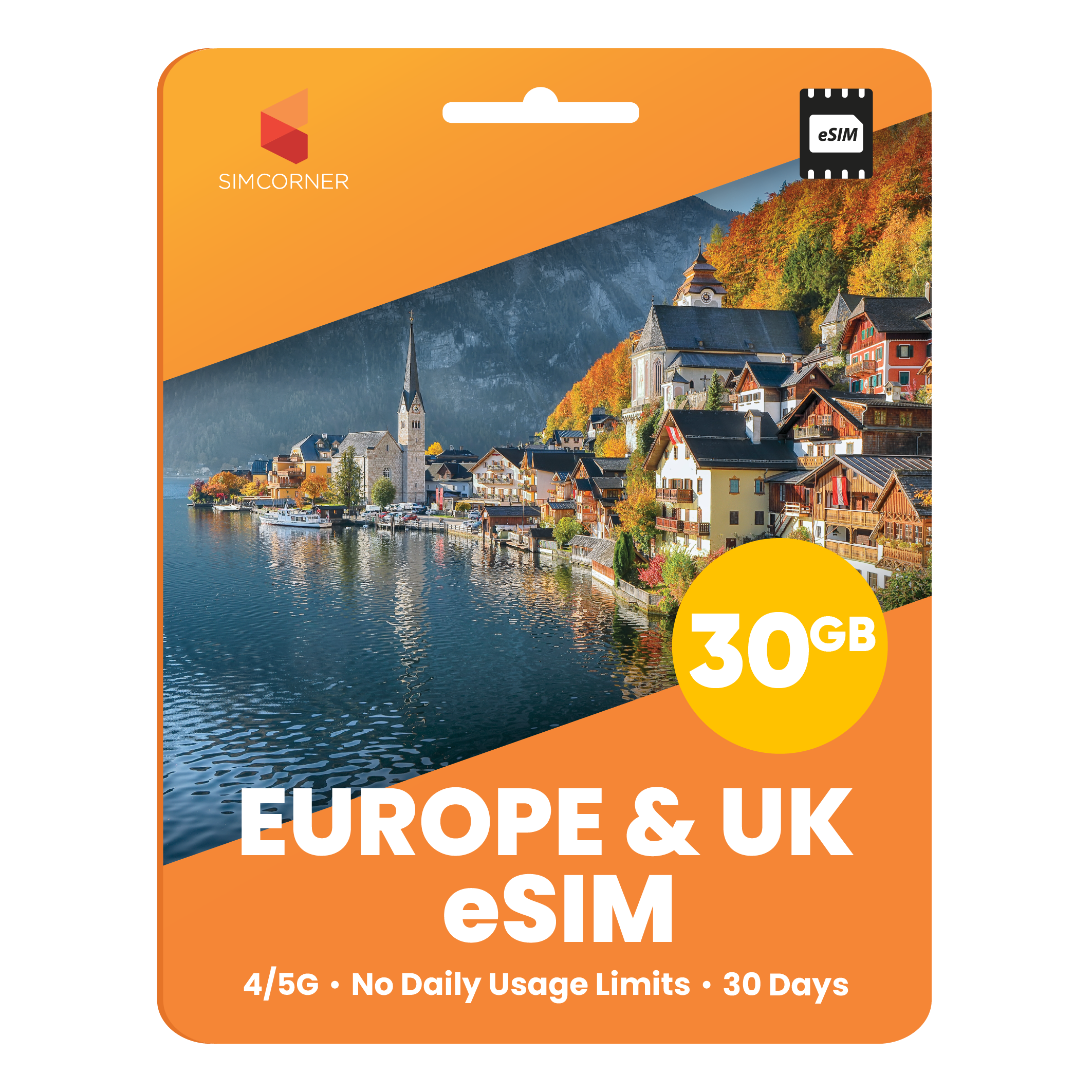 Europe eSIM: 30GB - 30 Days | SimCorner