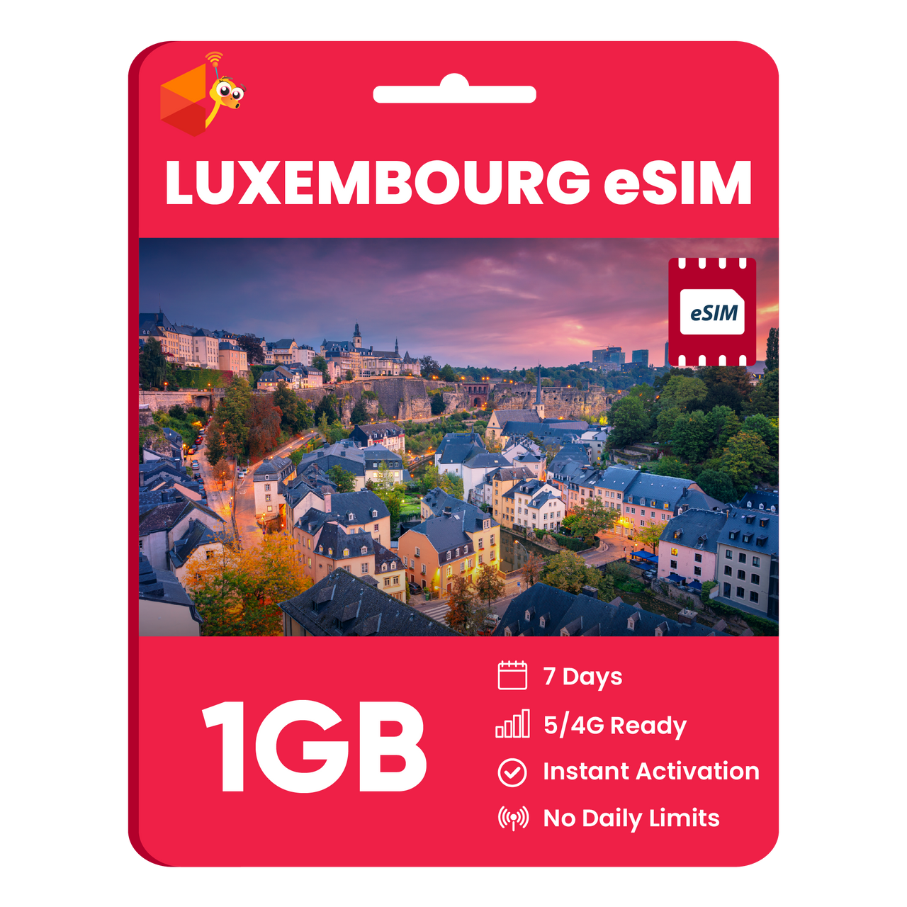 Luxembourg eSIM: 1GB - 7 Days