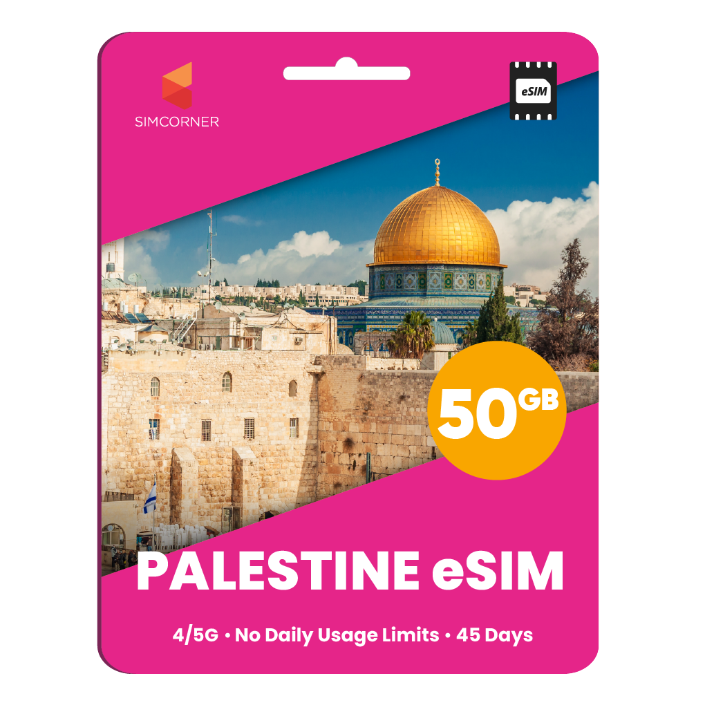 Palestine eSIM: 50GB - 45 Days
-SimCorner
