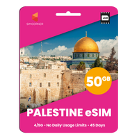 Thumbnail for Palestine eSIM: 50GB - 45 Days
-SimCorner
