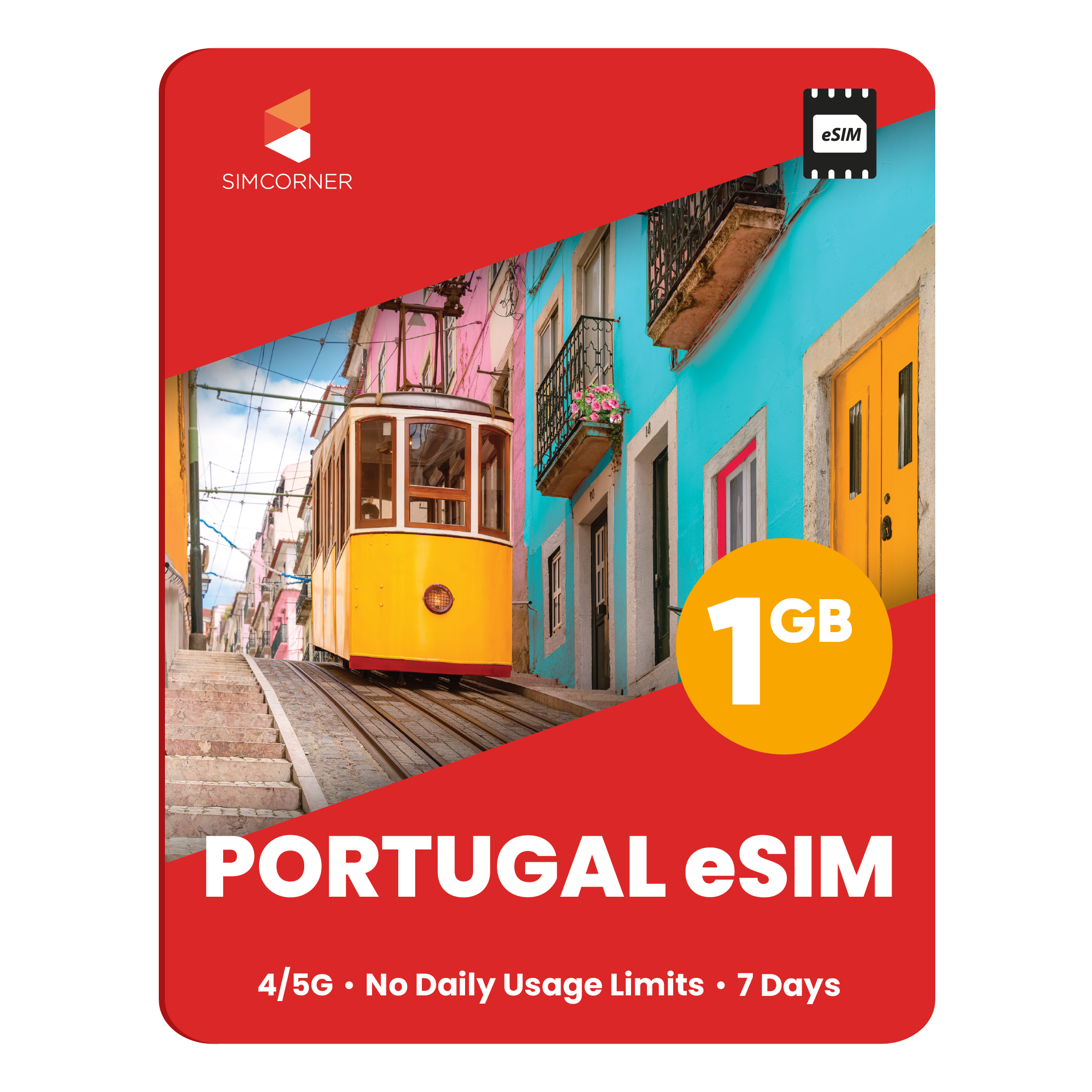 Portugal eSIM: 1GB - 7 Days - SimCorner