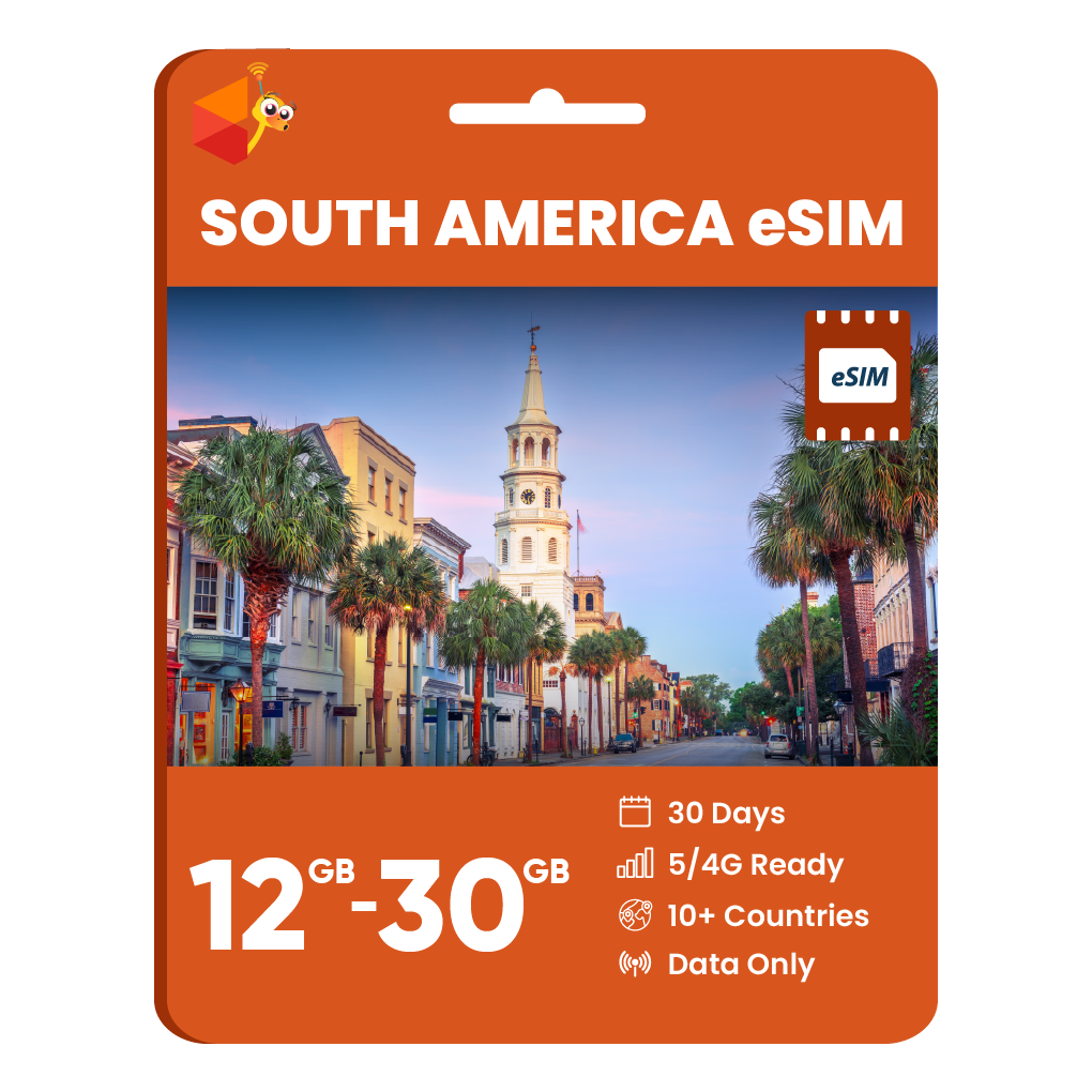 South America Data eSIM (12GB, 18GB or 30GB)