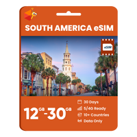 Thumbnail for South America Data eSIM (12GB, 18GB or 30GB)