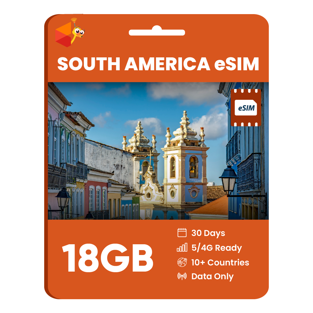South America Data eSIM (12GB, 18GB or 30GB)