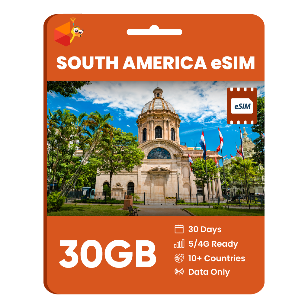 South America Data eSIM (12GB, 18GB or 30GB)