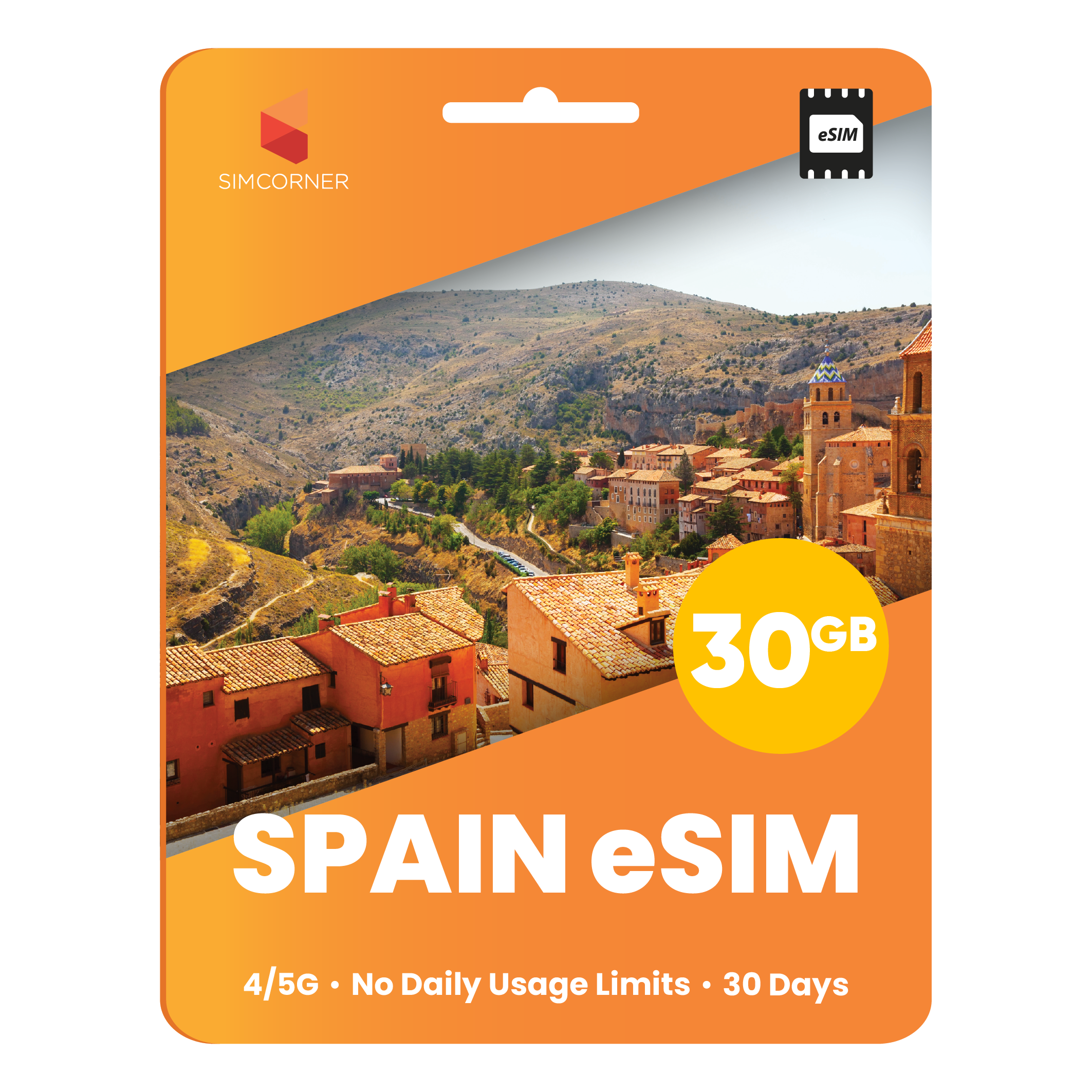 Spain eSIM: 30GB - 30 Days - SimCorner