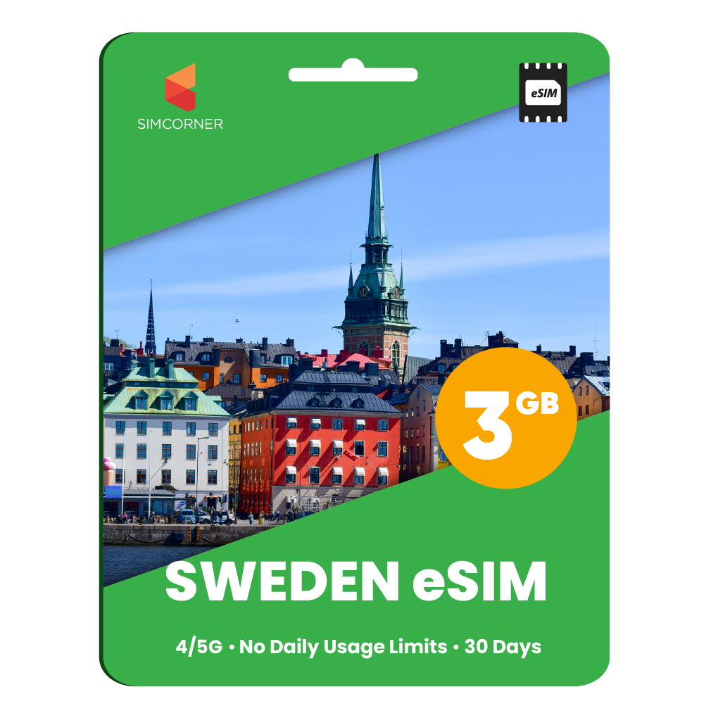 Sweden eSIM: 3GB - 30 Days - SimCorner