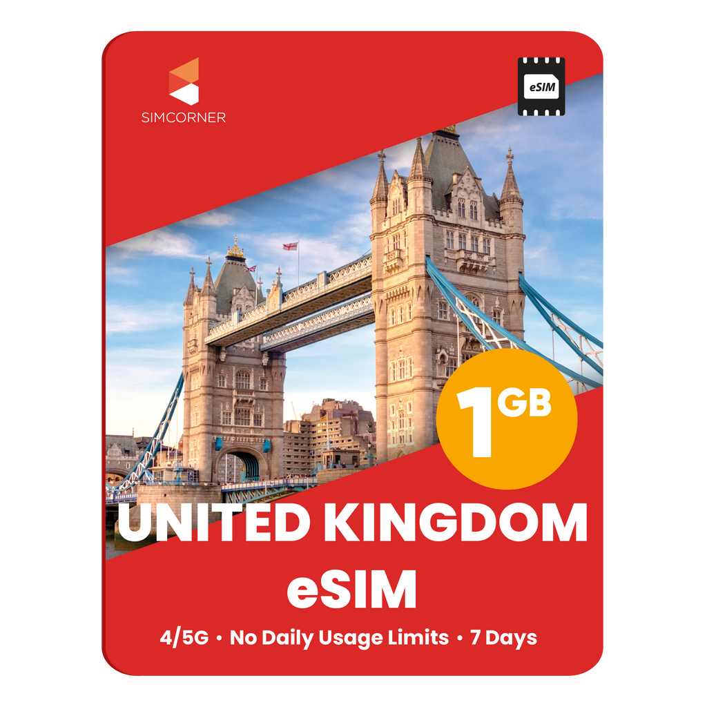 United Kingdom eSIM: 1GB - 7 Days - SimCorner