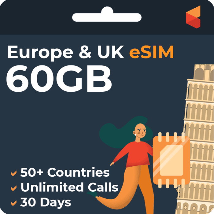 [eSIM] Europe eSim Card (60GB)