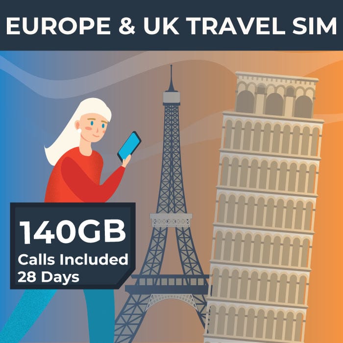Europe & UK Travel Sim Card (140GB) I SimCornerCanada
