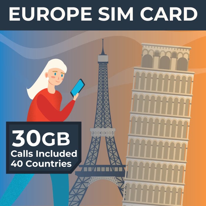 Europe & UK Travel Sim Card (30GB)