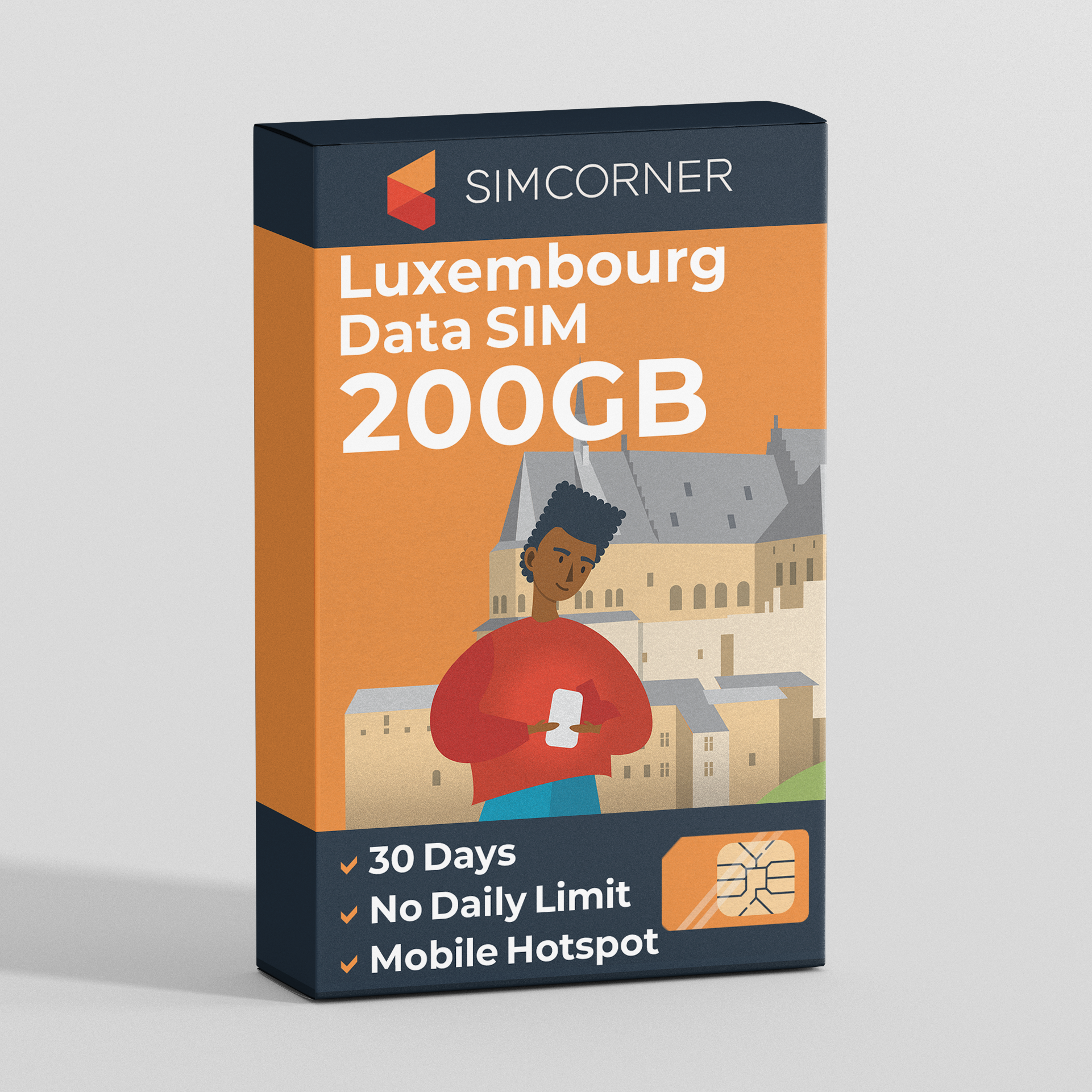 Luxembourg Travel Sim Card 200GB | SimCorner